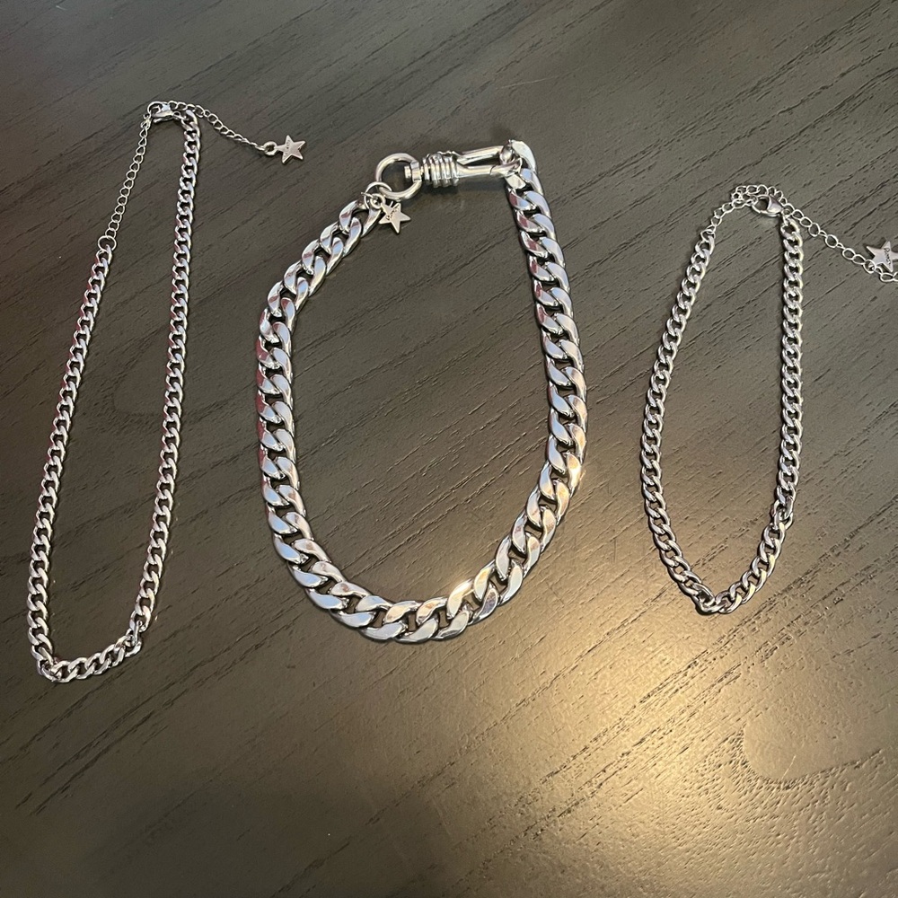 Silver Dalmata Chain Necklace Set